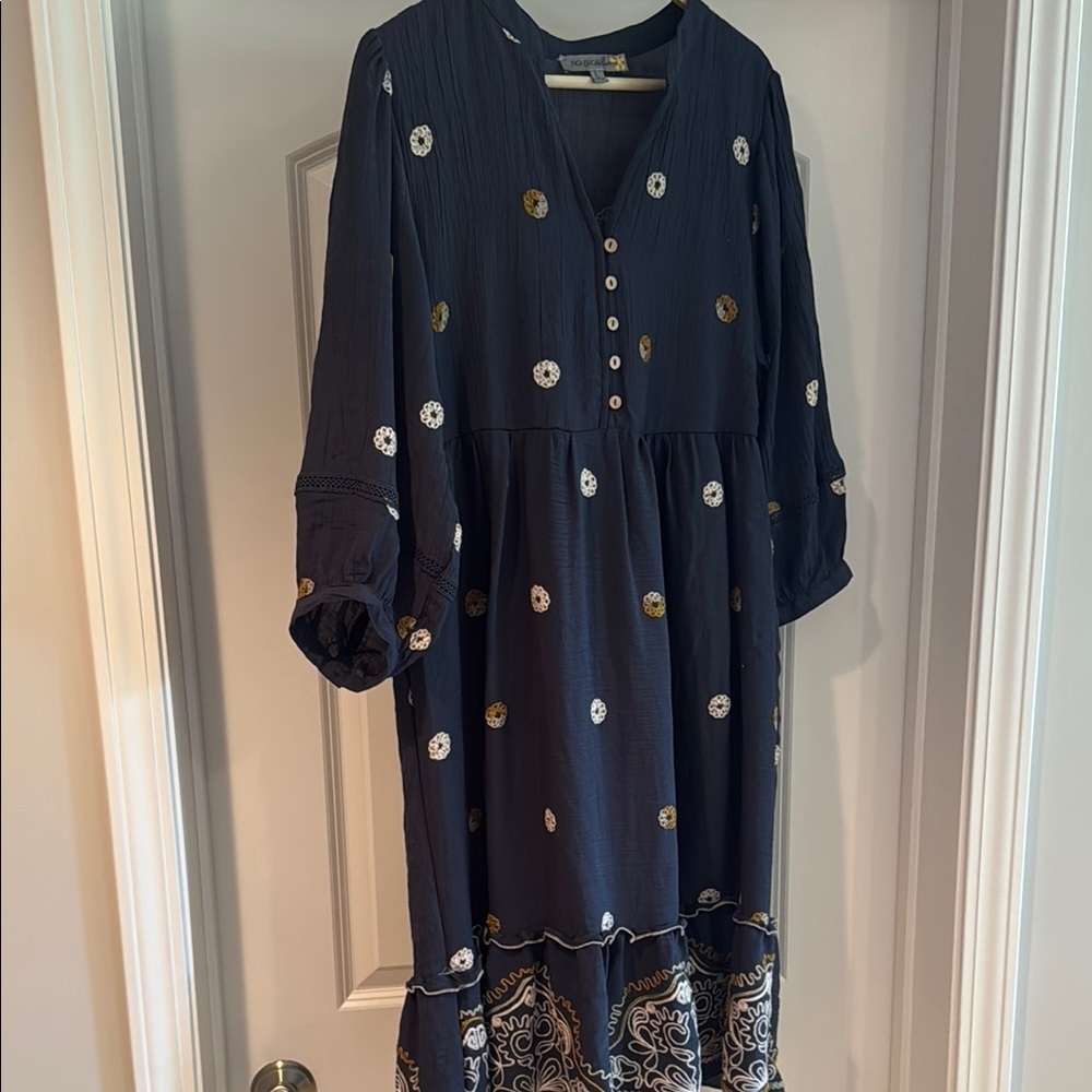 Figueroa & Flower Dress, navy, women’s size L - Picture 2 of 14